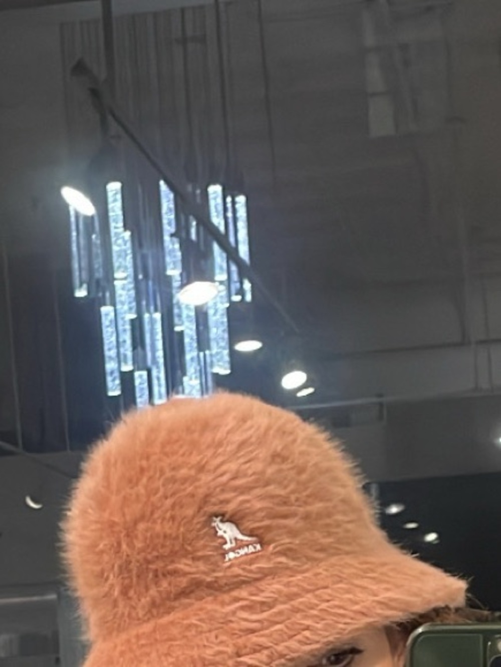 Kangol Plush Faux Fur Bucket Hat in Rusty pink